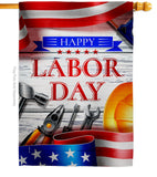 Happy Labor Day - Patriotic Americana Vertical Impressions Decorative Flags HG111103 Made In USA