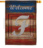 Patriotic F Initial - Patriotic Americana Vertical Impressions Decorative Flags HG130110 Made In USA