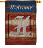 Patriotic H Initial - Patriotic Americana Vertical Impressions Decorative Flags HG130112 Made In USA