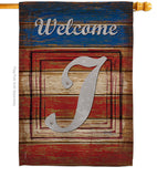 Patriotic I Initial - Patriotic Americana Vertical Impressions Decorative Flags HG130113 Made In USA