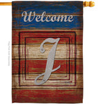 Patriotic J Initial - Patriotic Americana Vertical Impressions Decorative Flags HG130114 Made In USA