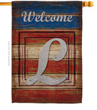 Patriotic L Initial - Patriotic Americana Vertical Impressions Decorative Flags HG130116 Made In USA