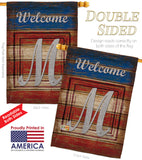 Patriotic M Initial - Patriotic Americana Vertical Impressions Decorative Flags HG130117 Made In USA