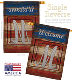 Patriotic M Initial - Patriotic Americana Vertical Impressions Decorative Flags HG130117 Made In USA