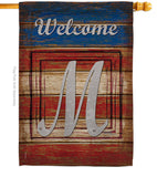 Patriotic M Initial - Patriotic Americana Vertical Impressions Decorative Flags HG130117 Made In USA