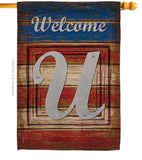 Patriotic U Initial - Patriotic Americana Vertical Impressions Decorative Flags HG130125 Made In USA