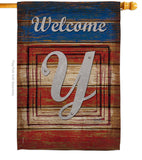 Patriotic Y Initial - Patriotic Americana Vertical Impressions Decorative Flags HG130129 Made In USA