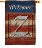 Patriotic Z Initial - Patriotic Americana Vertical Impressions Decorative Flags HG130130 Made In USA