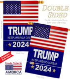 Trump 2024 - Patriotic Americana Vertical Impressions Decorative Flags HG170081 Made In USA