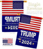 Trump 2024 - Patriotic Americana Vertical Impressions Decorative Flags HG170081 Made In USA