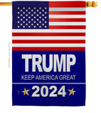 Trump 2024 - Patriotic Americana Vertical Impressions Decorative Flags HG170081 Made In USA