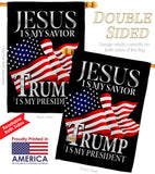 Jesus Savior Trump President - Patriotic Americana Vertical Impressions Decorative Flags HG170204 Made In USA