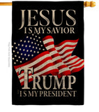 Jesus Savior Trump President - Patriotic Americana Vertical Impressions Decorative Flags HG170204 Made In USA