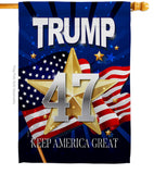 Trump 47 Keep America Great - Patriotic Americana Vertical Impressions Decorative Flags HG192324 Made In USA