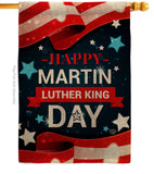 Happy Martin Luther King Day - Patriotic Americana Vertical Impressions Decorative Flags HG192386 Made In USA