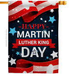 Happy Martin Luther King Day - Patriotic Americana Vertical Impressions Decorative Flags HG192386 Made In USA