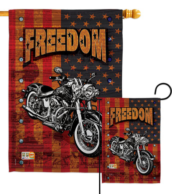 Americana Motorcycle - Patriotic Americana Vertical Impressions Decorative Flags HG111001 Made In USA