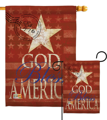 God Bless America - Patriotic Americana Vertical Impressions Decorative Flags HG111053 Made In USA