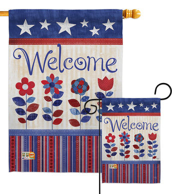 Welcome Patriotic - Patriotic Americana Vertical Impressions Decorative Flags HG111056 Made In USA