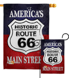 Route 66 - Patriotic Americana Vertical Impressions Decorative Flags HG111059 Made In USA