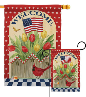 Patriotic Flowers - Patriotic Americana Vertical Impressions Decorative Flags HG111062 Made In USA