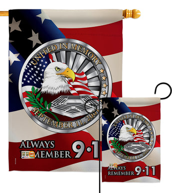 Always Remember - Patriotic Americana Vertical Impressions Decorative Flags HG111063 Made In USA