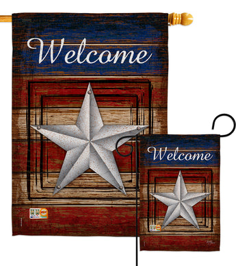 Welcome Vintage - Patriotic Americana Vertical Impressions Decorative Flags HG111066 Made In USA