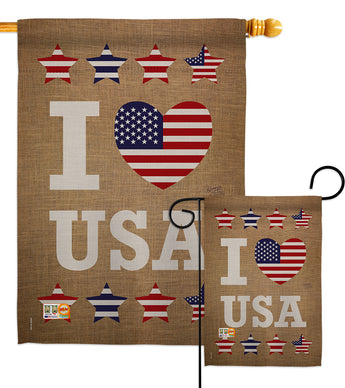 I Love USA - Patriotic Americana Vertical Impressions Decorative Flags HG111067 Made In USA