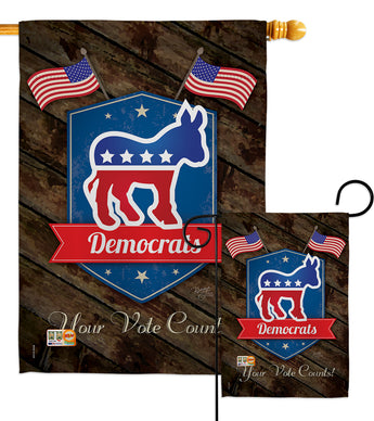 Democrats - Patriotic Americana Vertical Impressions Decorative Flags HG111070 Made In USA