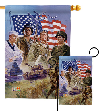 The Armed Forces - Patriotic Americana Vertical Impressions Decorative Flags HG111072 Made In USA