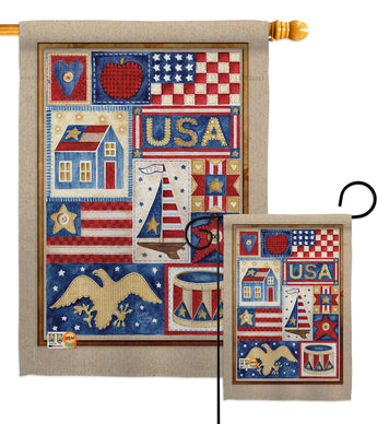 USA Collage - Patriotic Americana Vertical Impressions Decorative Flags HG111077 Made In USA