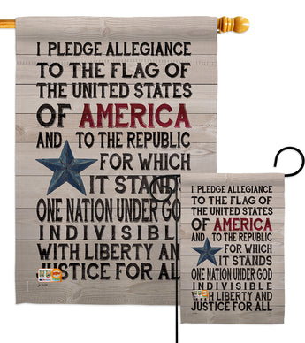 Pledge of Allegiance - Patriotic Americana Vertical Impressions Decorative Flags HG111085 Made In USA