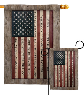 Pledge of Allegiance - Patriotic Americana Vertical Impressions Decorative Flags HG111091 Made In USA