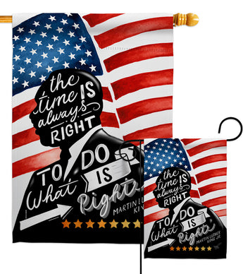 The Time is Always Right - Patriotic Americana Vertical Impressions Decorative Flags HG111093 Made In USA