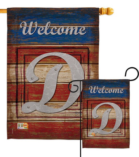 Patriotic D Initial - Patriotic Americana Vertical Impressions Decorative Flags HG130108 Made In USA
