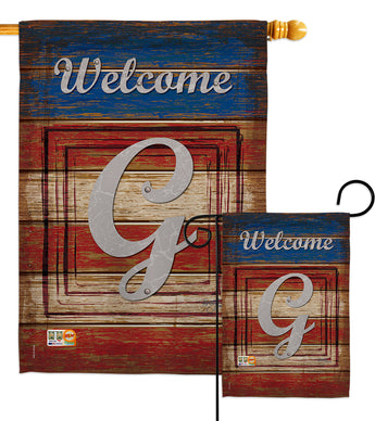 Patriotic G Initial - Patriotic Americana Vertical Impressions Decorative Flags HG130111 Made In USA