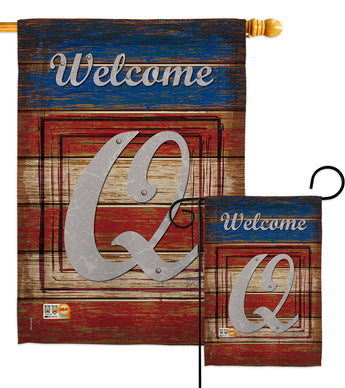 Patriotic Q Initial - Patriotic Americana Vertical Impressions Decorative Flags HG130121 Made In USA