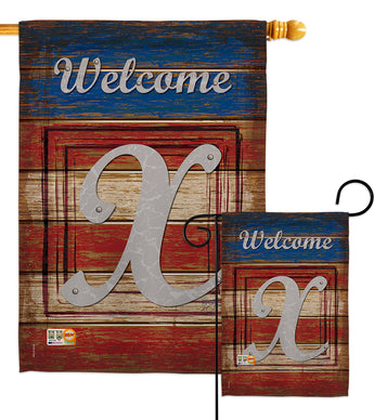 Patriotic X Initial - Patriotic Americana Vertical Impressions Decorative Flags HG130128 Made In USA