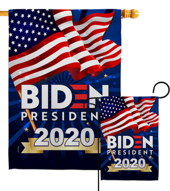 Biden 2020 - Patriotic Americana Vertical Impressions Decorative Flags HG170074 Made In USA