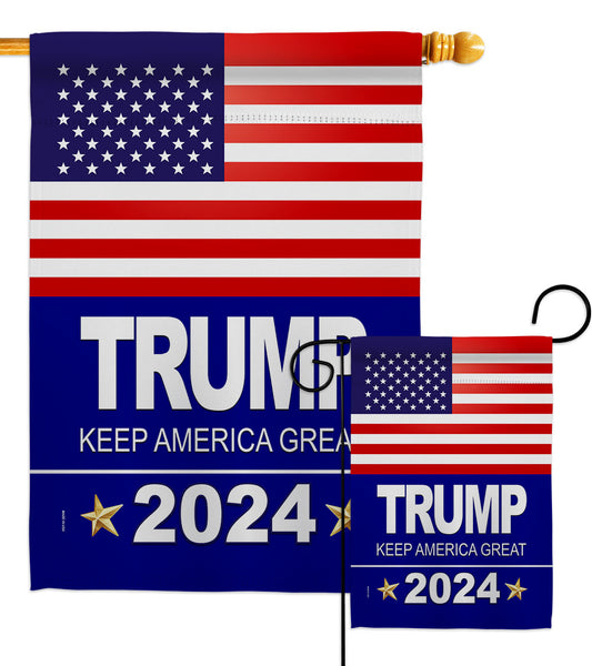 Trump 2024 - Patriotic Americana Vertical Impressions Decorative Flags HG170081 Made In USA