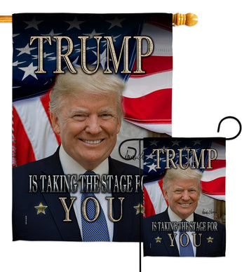 Trump Take the Stage - Patriotic Americana Vertical Impressions Decorative Flags HG170133 Made In USA