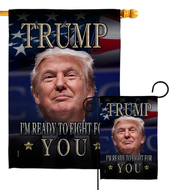 Trump Ready for Fight - Patriotic Americana Vertical Impressions Decorative Flags HG170134 Made In USA