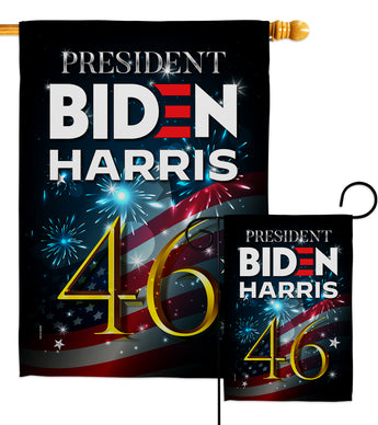 President 46 Biden - Patriotic Americana Vertical Impressions Decorative Flags HG170160 Made In USA