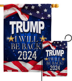 Trump Will Be Back 2024 - Patriotic Americana Vertical Impressions Decorative Flags HG170177 Made In USA