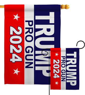 Trump Pro Gun - Patriotic Americana Vertical Impressions Decorative Flags HG170206 Made In USA