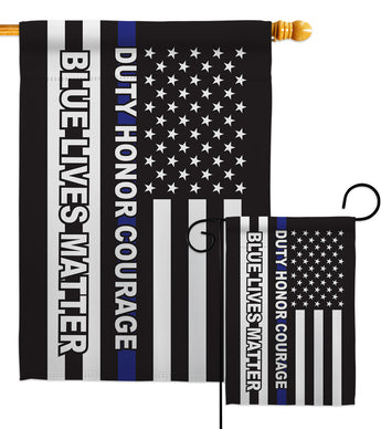 Honor Blue Live - Patriotic Americana Vertical Impressions Decorative Flags HG170207 Made In USA