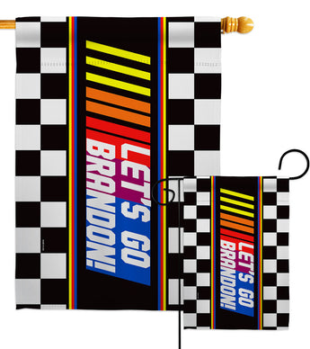 Race Let's Go Brandon - Patriotic Americana Horizontal Impressions Decorative Flags HG170247 Made In USA