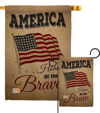 America Home of the Brave - Patriotic Americana Vertical Impressions Decorative Flags HG191083 Made In USA