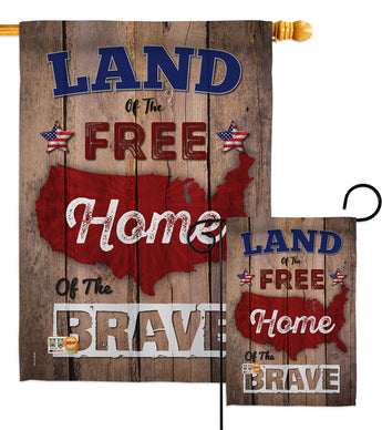 Land of the Free, Home of the Brave - Patriotic Americana Vertical Impressions Decorative Flags HG191110 Made In USA