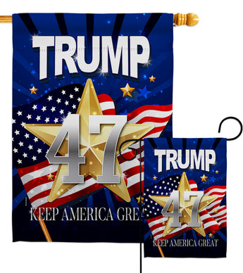 Trump 47 Keep America Great - Patriotic Americana Vertical Impressions Decorative Flags HG192324 Made In USA